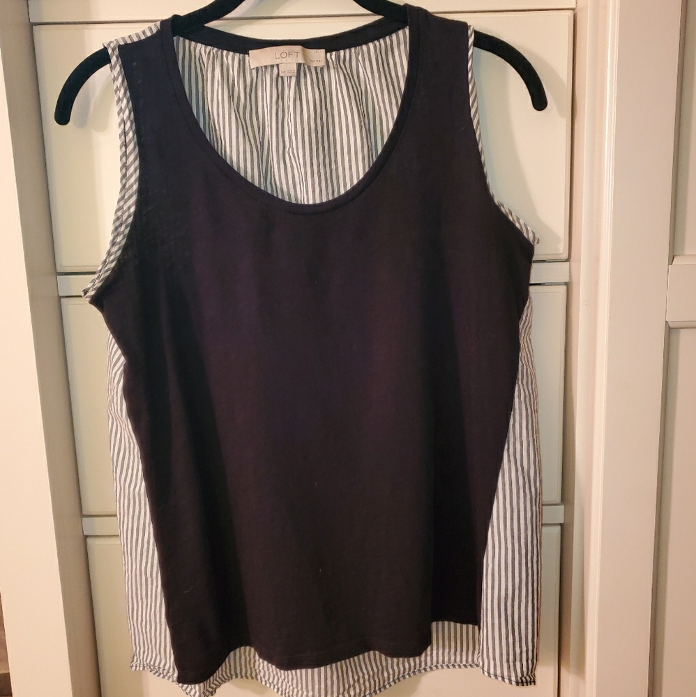 Loft sleeveless mixed media cotton top